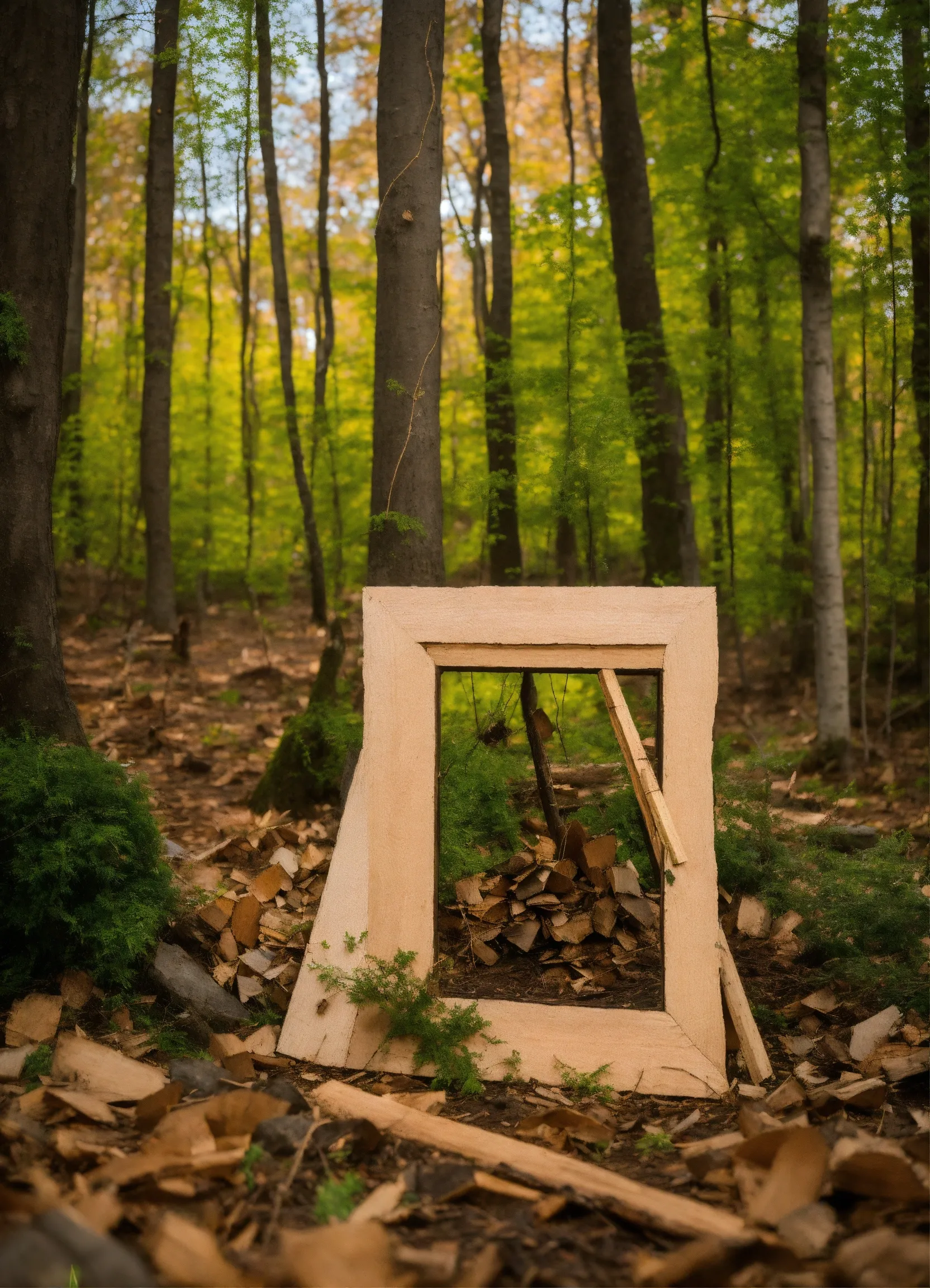 Moderne stue med træmøbler