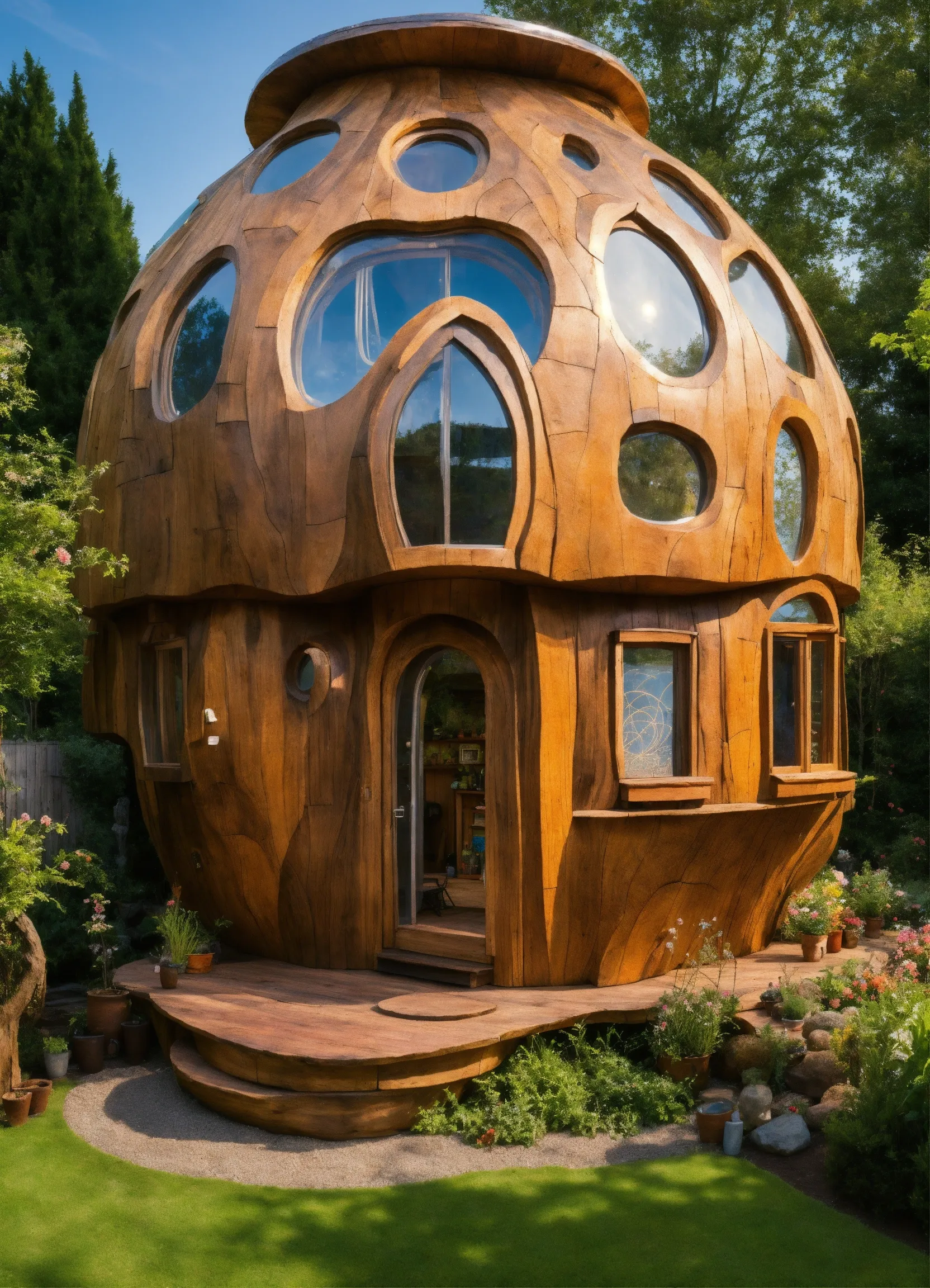 Træsofa i moderne stue